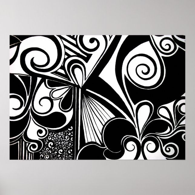 Póster Simplicidade Preta e Branca (Frente)