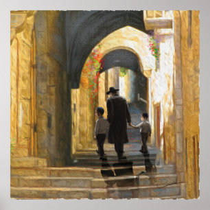Poster Simta Cidade Antiga de Jerusalém Israel Pintura a 