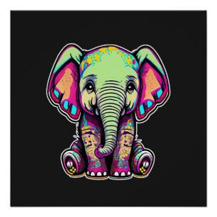 Póster Simulação digital do lindo bebê elefante