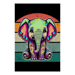 Póster Simulação digital do lindo bebê elefante