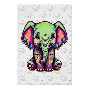 Póster Simulação digital do lindo bebê elefante