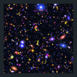 Poster Simulação do Telescópio Espacial James Webb - Arte<br><div class="desc">Uma simulação de arte pop aprimorada do campo de visão do Telescópio Espacial James Webb mostra bilhões de galáxias com clareza sem precedentes.</div>