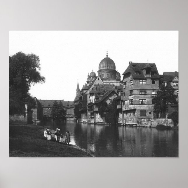 Poster Sinagoga em Nuremberg, c.1910 (Frente)