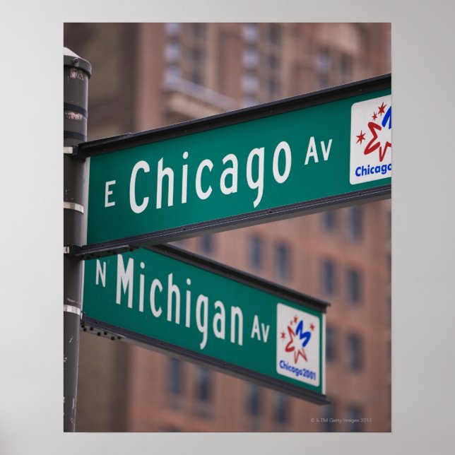 Poster Sinais da Chicago e da Michigan, Chicago, (Frente)