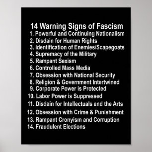 Poster Sinais De Alerta Do Fascismo Anti-Trump Resistem F