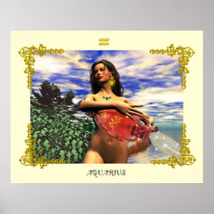 POSTER SINAIS DE ANIVERSÁRIO ZODIÁTICOS / AQUÁRIO