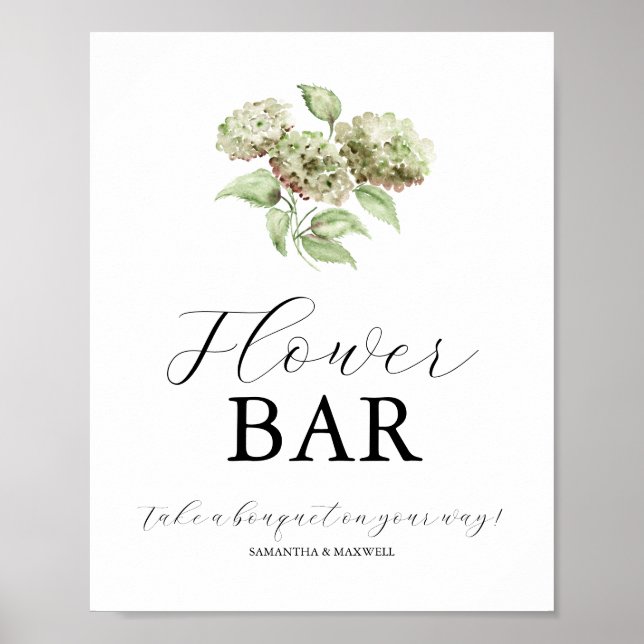 Poster Sinais de Barra de Flores de Casamento de Hortênsi (Frente)