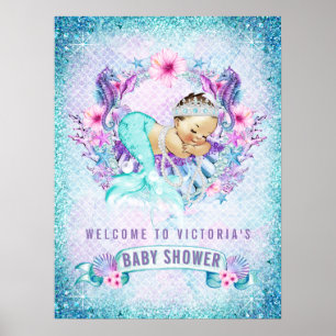 Poster Sinais de boas-vindas ao Chá da Mermaid Baby Girl