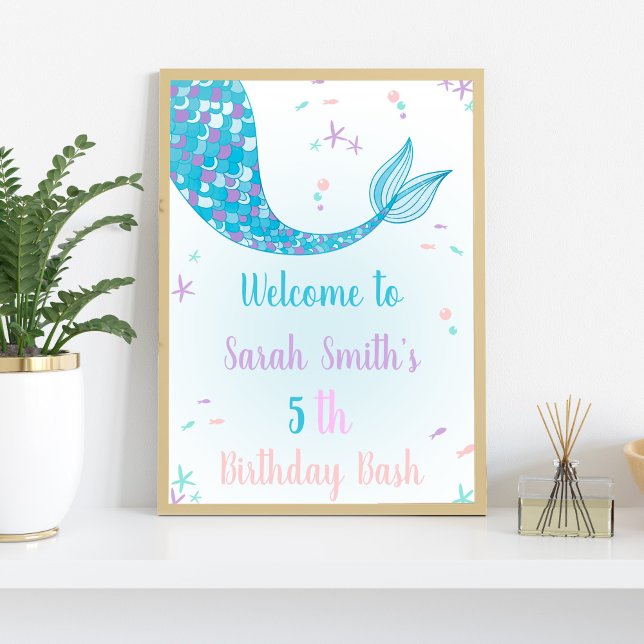 Poster Sinais de boas-vindas da Sereia Verde (Green Mermaid Welcome Signs)