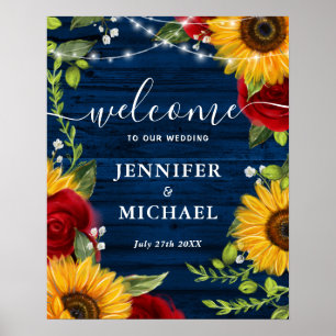 Poster Sinais de Boas-Vindas de Casamento com Girassóis e