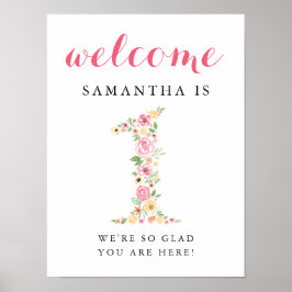 Poster Sinais de Boas-vindas do primeiro aniversario Cor