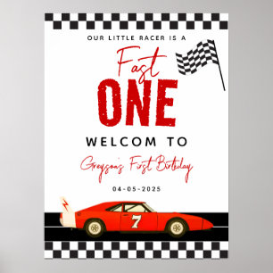 Poster Sinais de boas-vindas do primeiro aniversario Fast