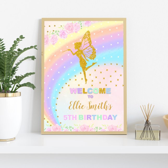 Poster Sinais de boas-vindas do Rainbow Fairy Birthday (Rainbow Fairy Birthday Welcome Signs)