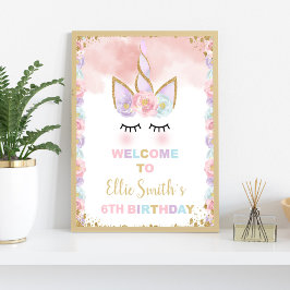 Poster Sinais de Boas-vindas do Unicorn no aniversário do