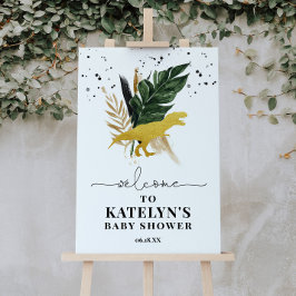 Poster Sinais de Boas-vindas dos Dinossauros Dourados Tro