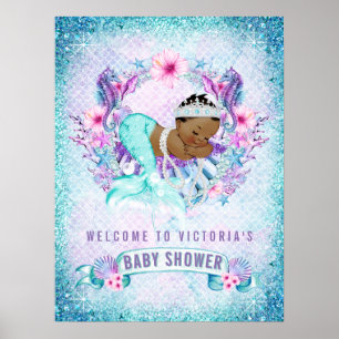 Poster Sinais de Boas-Vindas para Chás de Bebê de Sereia