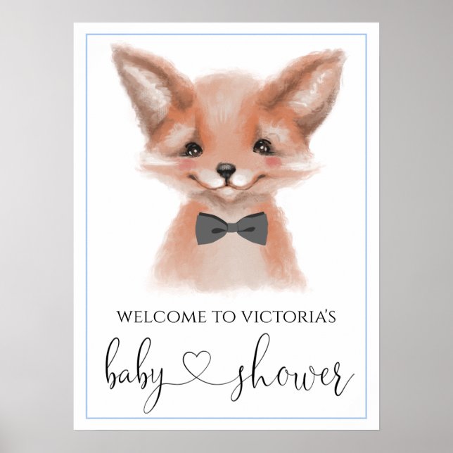 Poster Sinais de Chás de Bebê para Menino Raposinha da Fl (Frente)