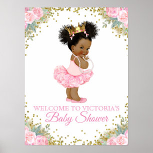 Poster Sinais de Chás de Bebê para Princesa Afro-American