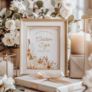 Poster Sinais de Mesa de Abóbora e Flores Beige