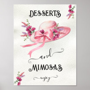 Poster Sinais de Mesa florais cor-de-rosa do chapéu Derby