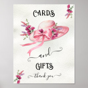 Poster Sinais de Mesa florais cor-de-rosa do chapéu Derby