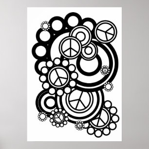 Póster Sinais de paz com os círculos preto e branco