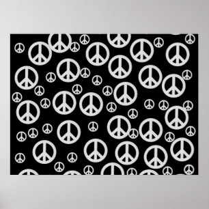 Póster Sinais de paz em preto e branco