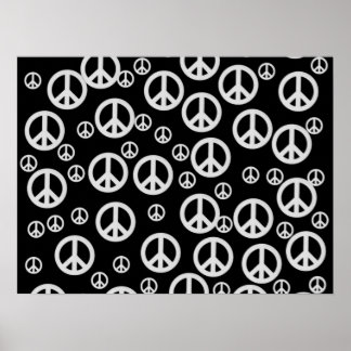 Póster Sinais de paz em preto e branco