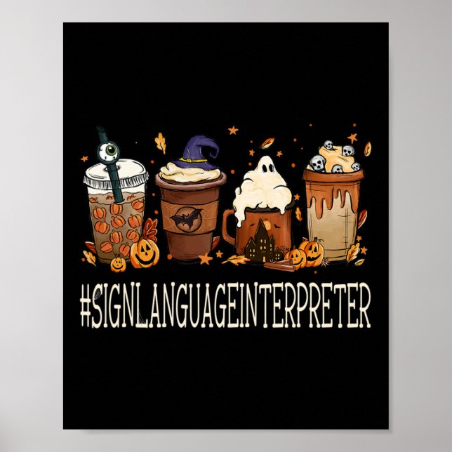 Poster Sinais Intérprete de Língua Horror Café Halloween (Frente)