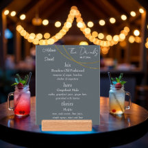 Sinais Minimalistas "As Bebidas" Bar De Casamento