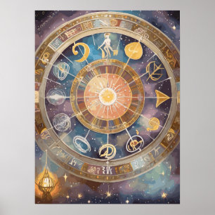 Poster Sinais Zodiac e Arte de Parede Astrologica
