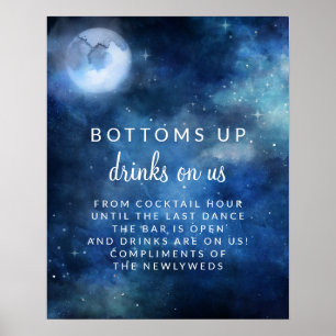 Poster Sinal aberto da mesa do bar do casamento lunar da