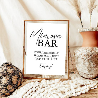 Poster Sinal Bar Mimosa Casamento Chá de panela Boho
