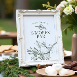 Poster Sinal Bar Rustic Pine Wedding S'mores