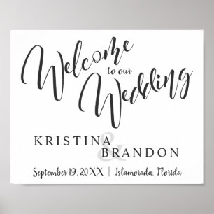 Poster Sinal bem-vindo do casamento com rotulação