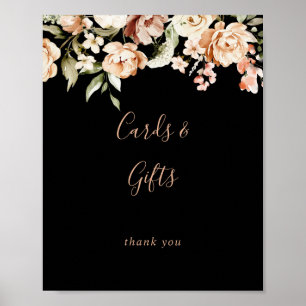 Poster Sinal Black Formal Royal Floral Cards and Gifts