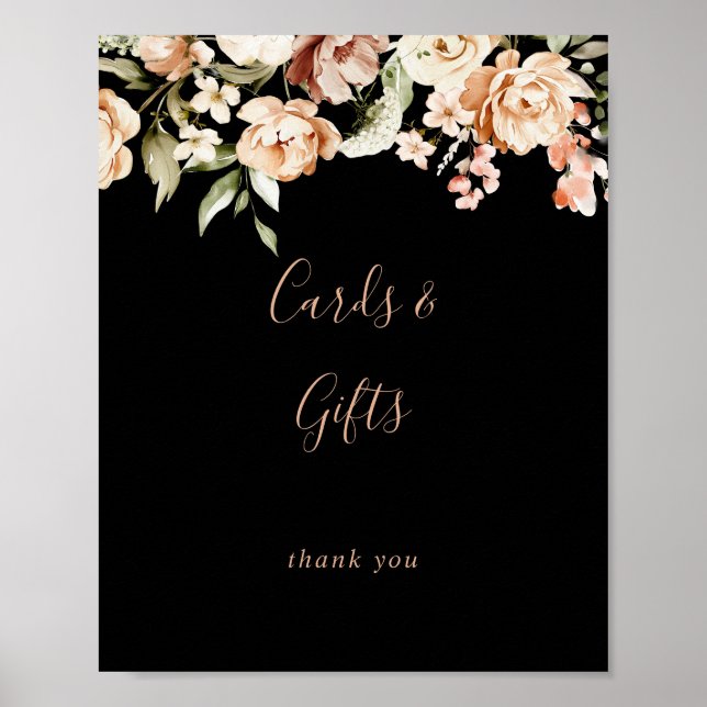 Poster Sinal Black Formal Royal Floral Cards and Gifts (Frente)