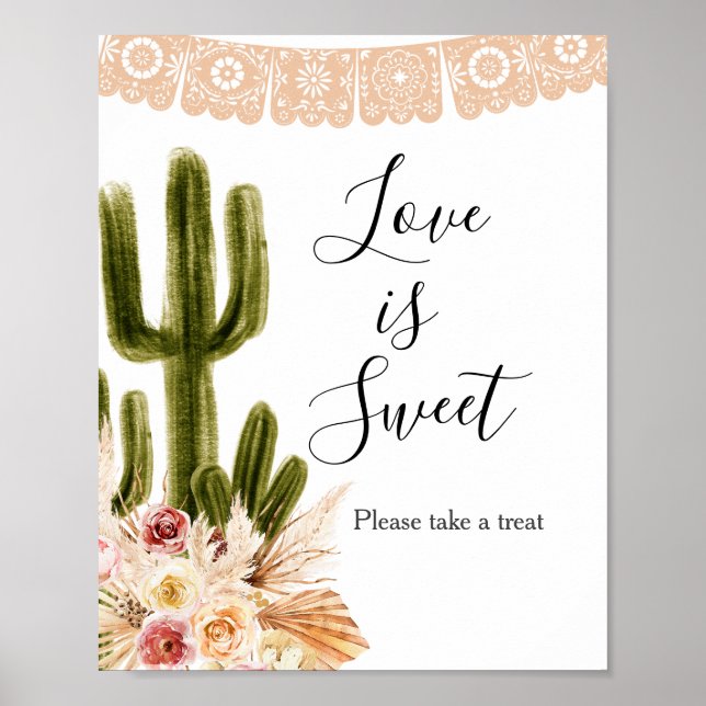 Poster Sinal Boho Cactus Taco Bout Love is Sweet (Frente)