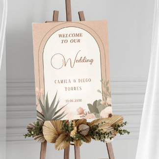 Poster Sinal Botânico de Casamento Flores Elegantes do De