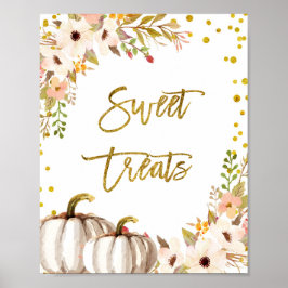Poster Sinal branco e Dourado de abóbora Doce Treatores