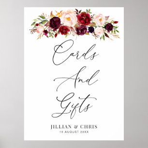 Poster sinal Burgundy e blush floral Cards & Gifts