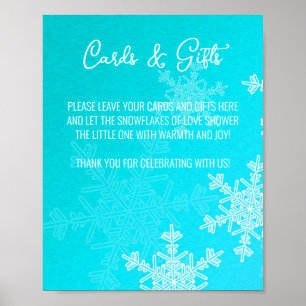 Poster Sinal chá de fraldas Blue Snowflakes Placas e pres
