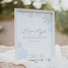 Poster Sinal Chá de fraldas Fralda Raffle Blue Snowflake