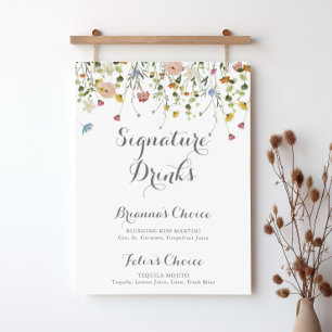 Poster Sinal Colorido das Flores Selvagens Signature Drin