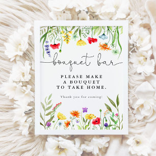 Poster Sinal colorido de bar de buquê de flor selvagem