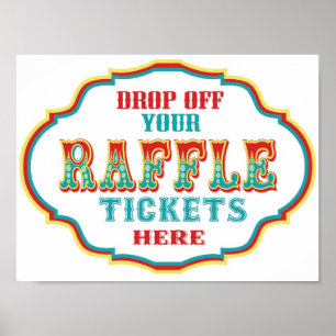 Póster Sinal da cabine de bilhete do Raffle