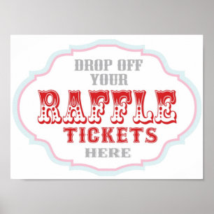 Póster Sinal da cabine de bilhete do Raffle