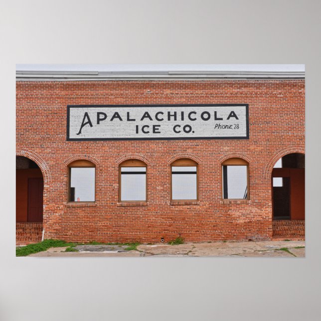 Poster Sinal da Companhia de Gelo de Apalachicola, Flórid (Frente)