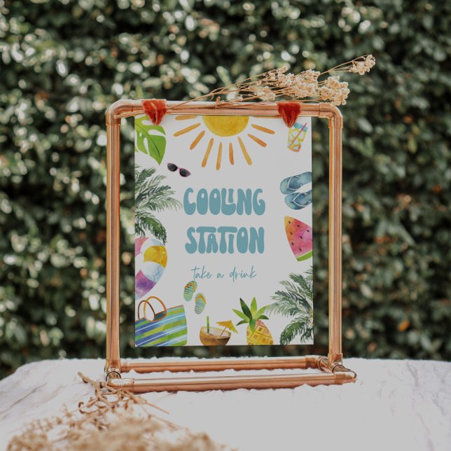 Poster Sinal da estação de resfriamento da piscina (Criador carregado)