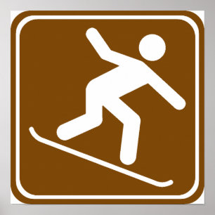 Poster Sinal da estrada da snowboarding
